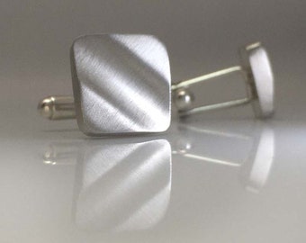 Square Cufflinks | Silver Square Cufflinks | Wave Cufflinks | Sterling Silver Square Cufflinks | Classic Cufflinks | Solid Sterling Silver