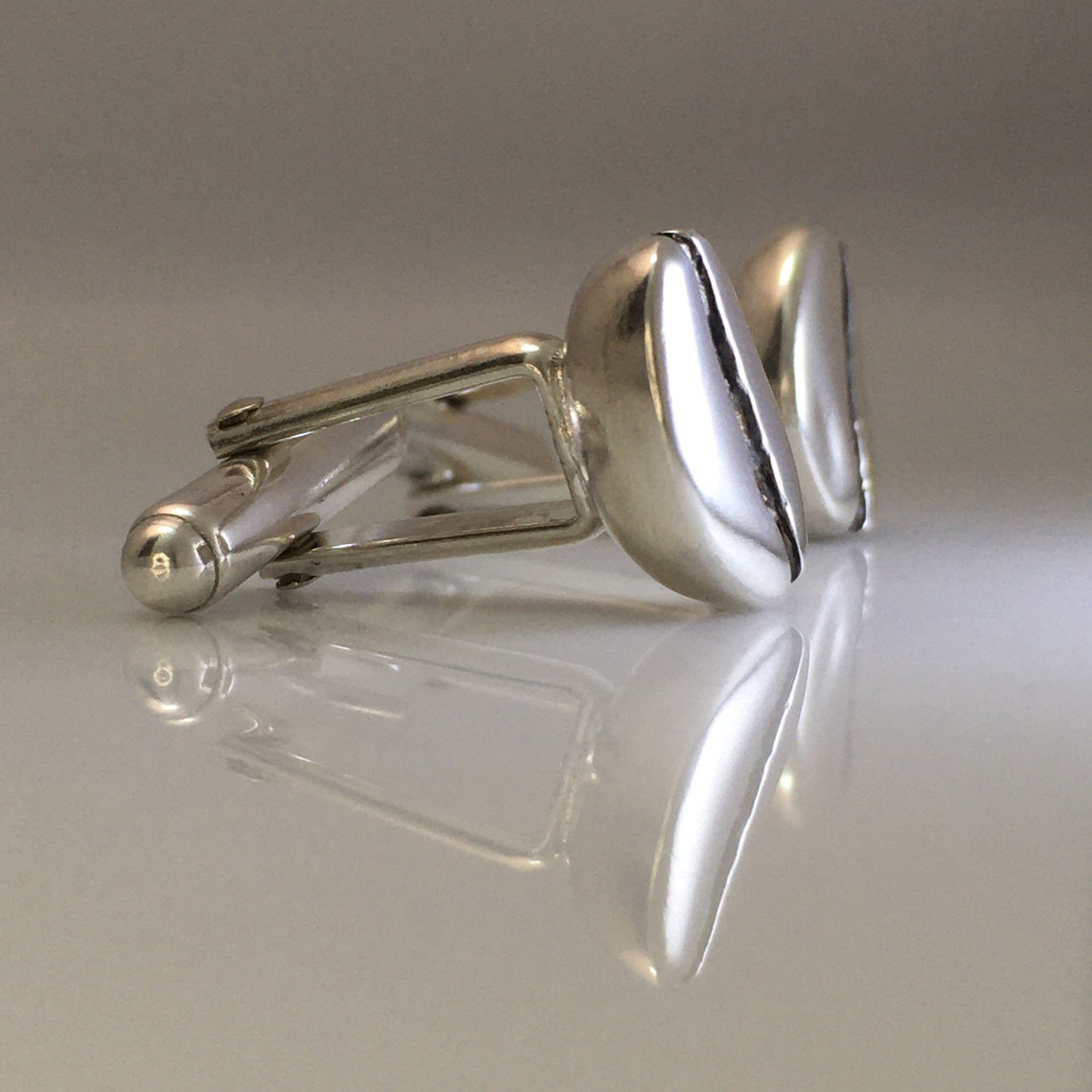 Coffee Bean Cufflinks Bean Cufflinks Silver Cufflinks Etsy