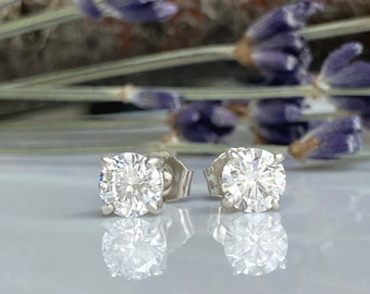 1 Ct Lab Grown Diamond Stud Earrings: 14k White Gold or Platinum