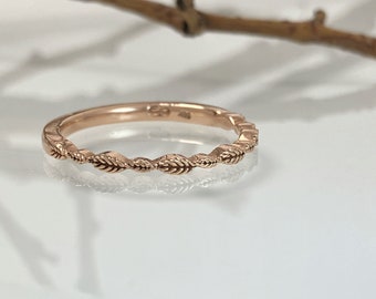 14k solid rose gold, nature inspired Leaf Ring, woodland inspired, nature lover jewelry gift