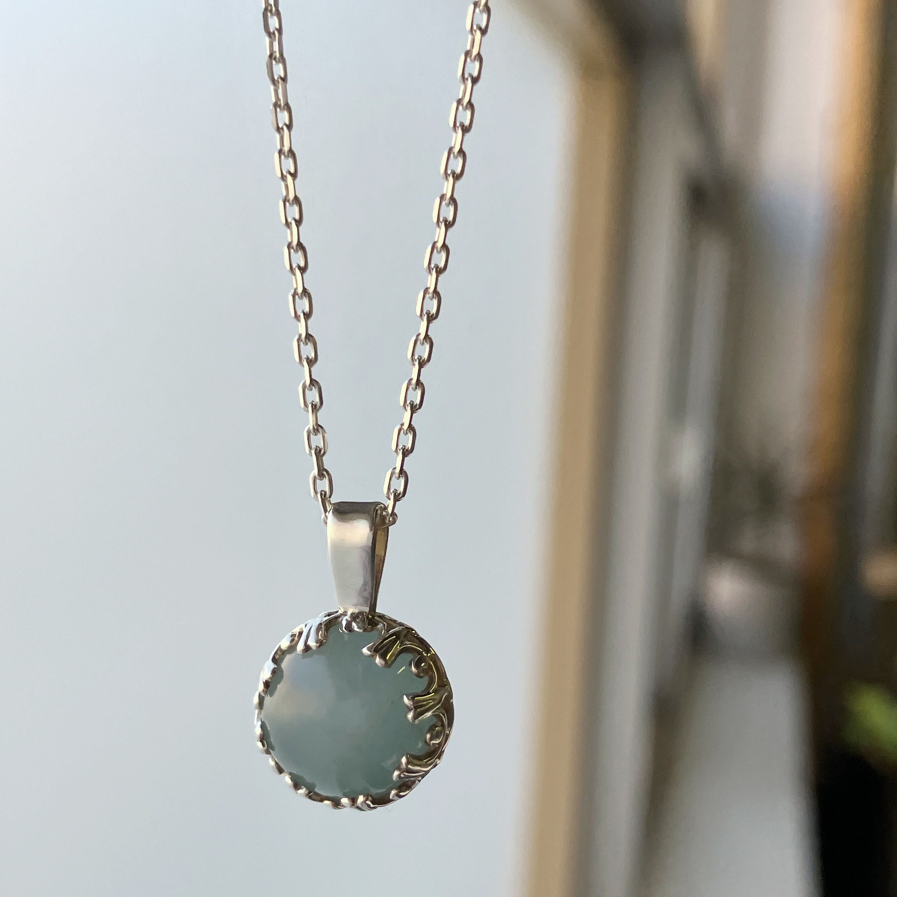 ネックレス・ペンダント Hei aquamarine cabochon necklace 4BTR819 Aquamarine Cabochon Pendant - The Jewelbox