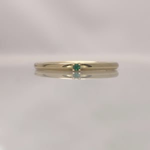 Emerald Stacking Ring, Dainty Genuine Emerald Ring in Solid 10k Yellow Gold, May Birthstone Jewelry, May Birthday Gift