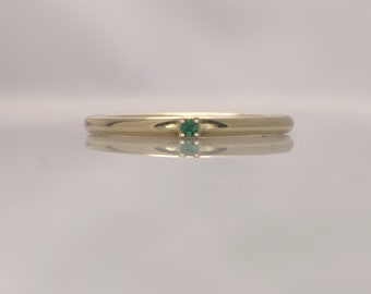Dainty Emerald Stacking Ring: 10k Yellow Gold May Birthstone