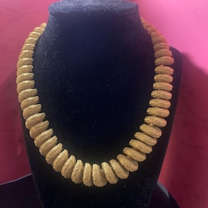 Unsigned 1980’s Goldtone textured San Marco style necklace.