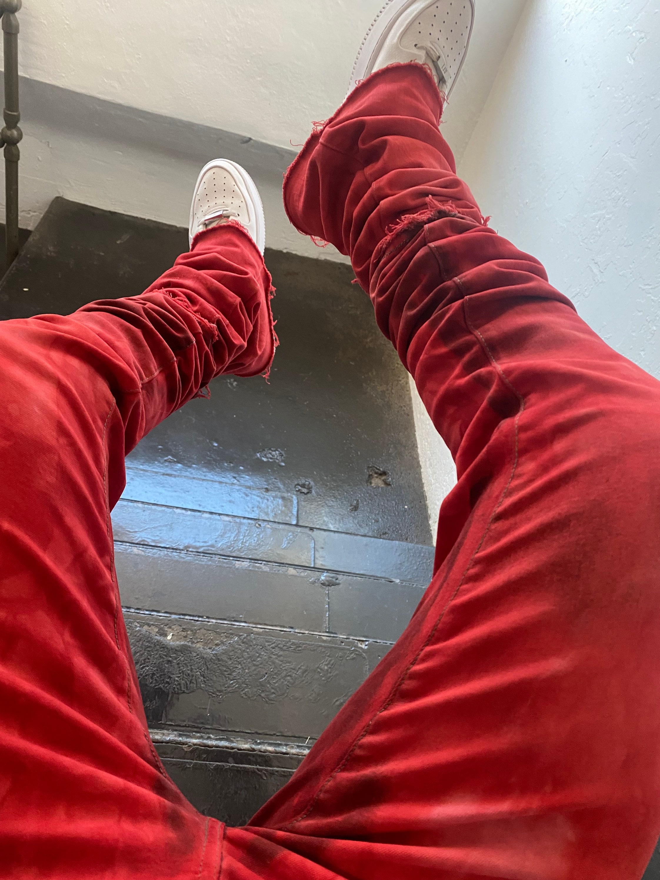 Mens Stacked Bloody Red Skinny Jeans -  Norway