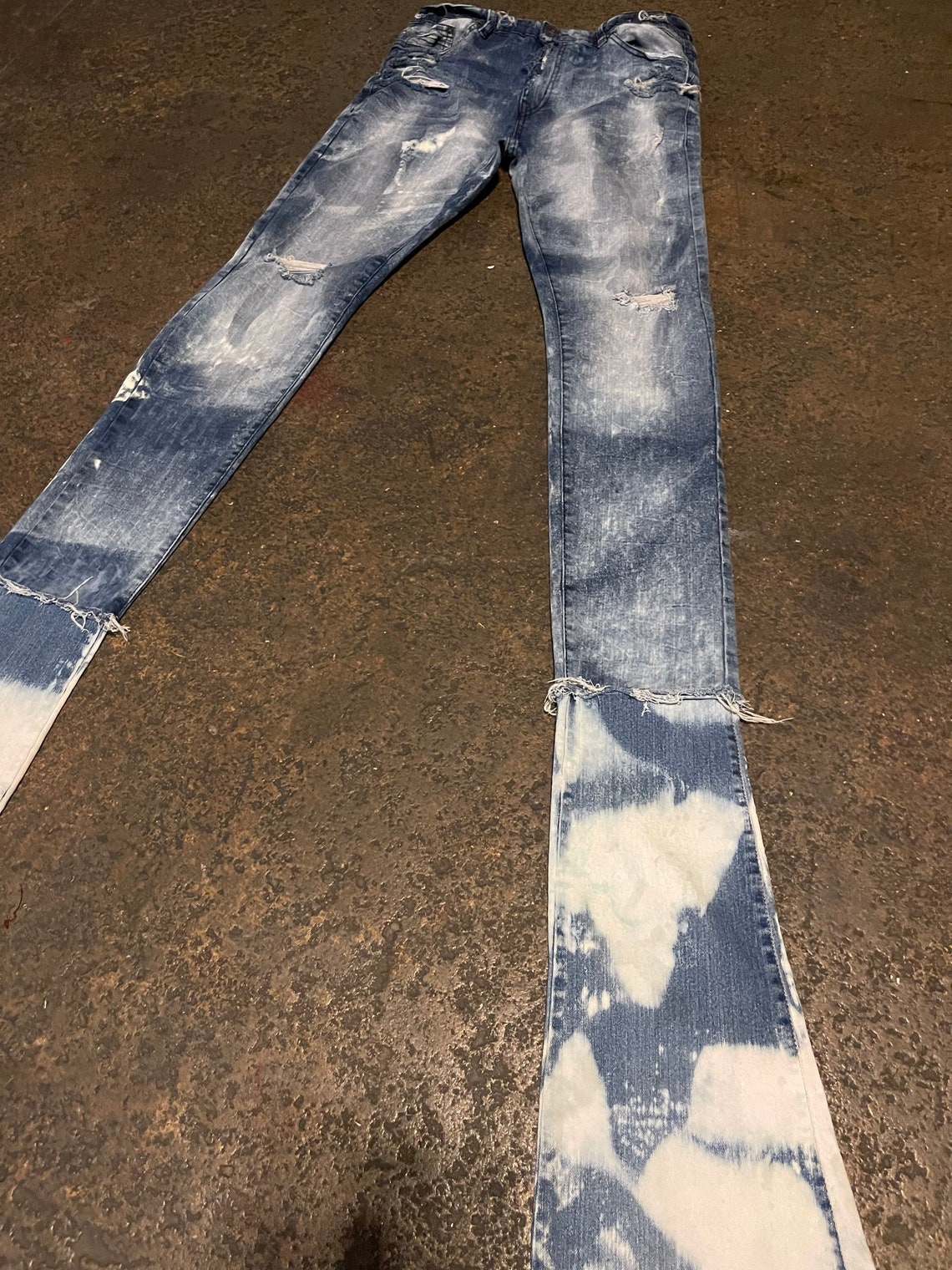 Mens Stacked Blue Clouds Jeans - Etsy