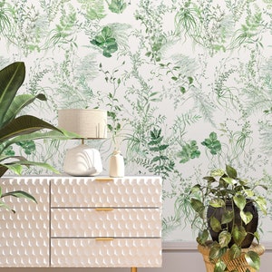 Fern Botanical Wallpaper: Soft Green Peel and Stick Wall Art