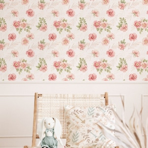 Watercolor Floral Wallpaper: Removable Peel and Stick Botanical Wall Mural