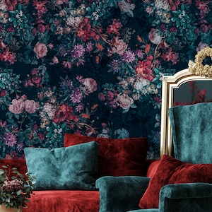 Dark Floral Wallpaper Mural: Baroque Dutch Flowers, Removable Wallpaper