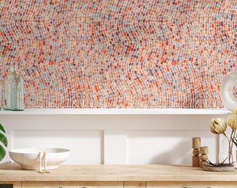 Mosaic Orange Peel and Stick Wallpaper: Removable Home Decor