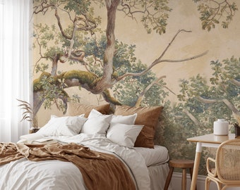 Vintage Tree Branch Mural Wallpaper: Botanical Peel and Stick