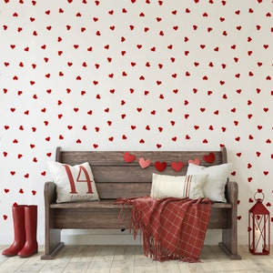 Little heart Wallpaper Peel and Stick, Valentine Wallpaper, Self Adhesive love Wallpaper, Red nursery Wallpaper - VALENTINE