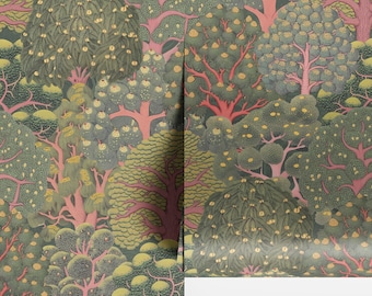 Mural de papel pintado con árboles orientales, jardín japonés, arte mural con paisaje asiático tradicional, decoración oriental para el hogar.