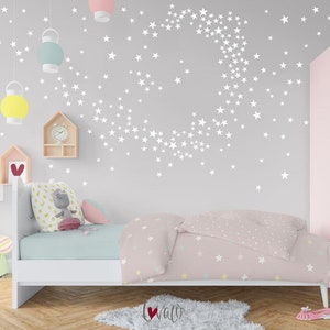 Décalcomanie murale petites étoiles de différentes tailles pour chambre d'enfant, Stickers chambre à coucher, Stickers muraux, Stickers muraux célestes