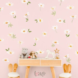 Watercolor Daisy Wall Decals: Removable Flower Stickers, Kids Room Decor
