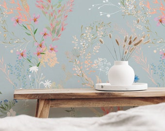 Botanical Peel and Stick Wallpaper: Romantic Floral Wall Decor