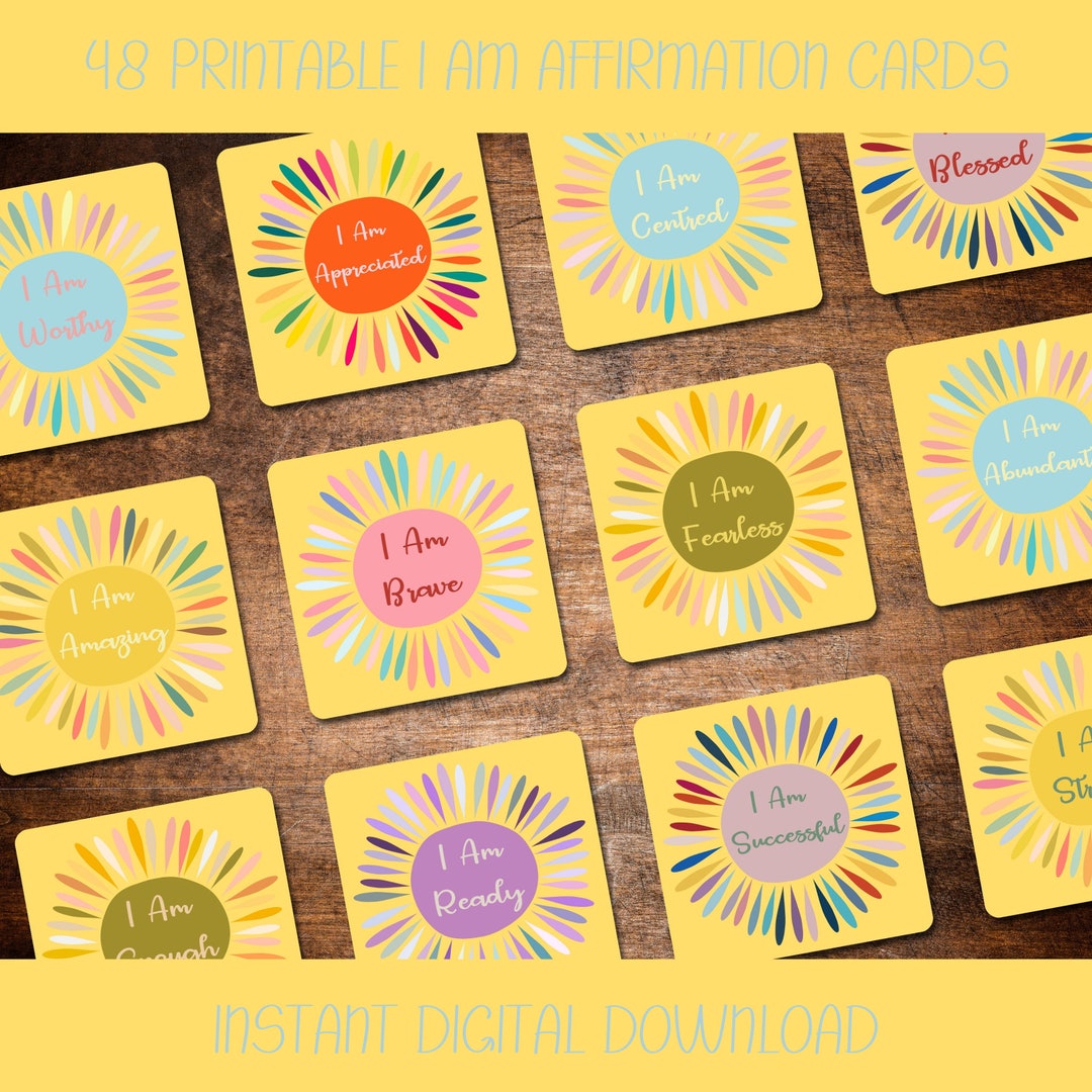 I Am Affirmation Cards Printable Digital Download Self Love - Etsy