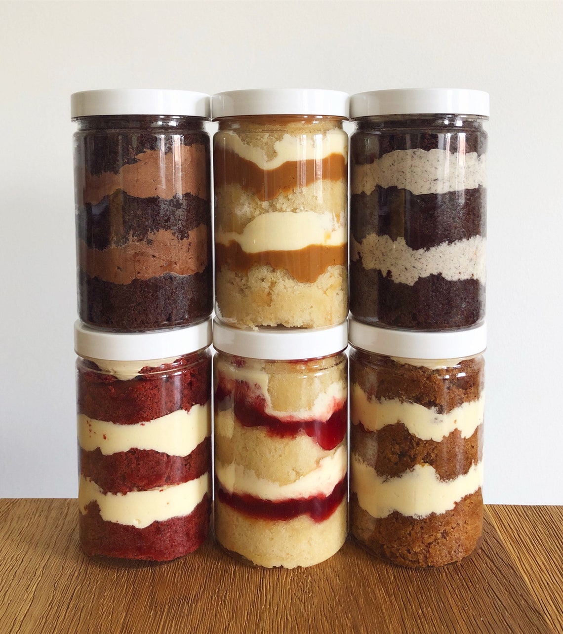 Vegan Cake Jars box of 3 / multiple flavours / postal box / Etsy