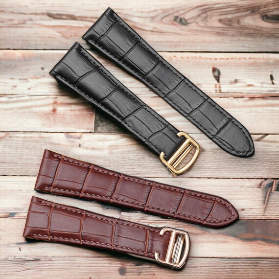 Genuine Leather Strap for Cartier Tank Solo santos Band Wh Buckle