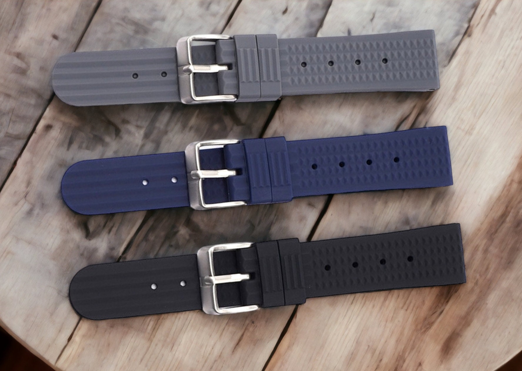 22mm Black Carbon Fiber Leather Watch Bands for Seiko Diver's SKX007, SKX009, SKX173, SRP777, SNZH55, SNZF15