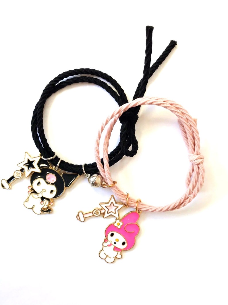 Anime My Melody and Kuromi Bracelet Couple Bracelets Magnet | Etsy ...