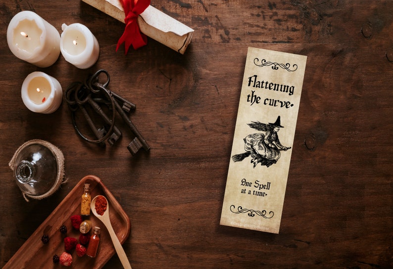 witchy bookmark printable witch bookmark vintage witch etsy