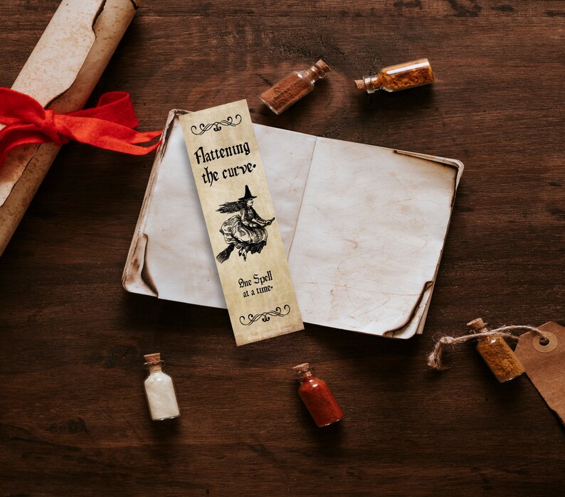 witchy bookmark printable witch bookmark vintage witch etsy