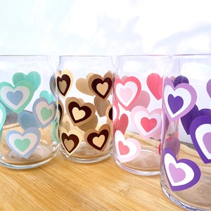Retro Heart Glass Cup/ Heart Glass Beer Cup/ Retro Heart Multiple Color Coffee Glass/ Heart Cup