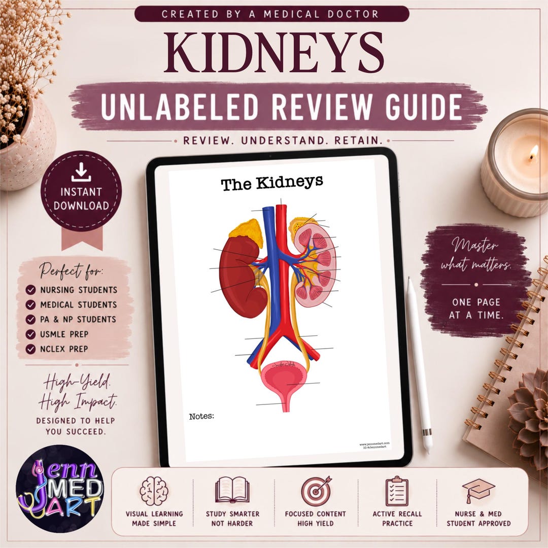 Renal Worksheet.pdf Kidneys & Adrenals Review Guide | Unlabeled | Renal Anatomy Study Sheet ...