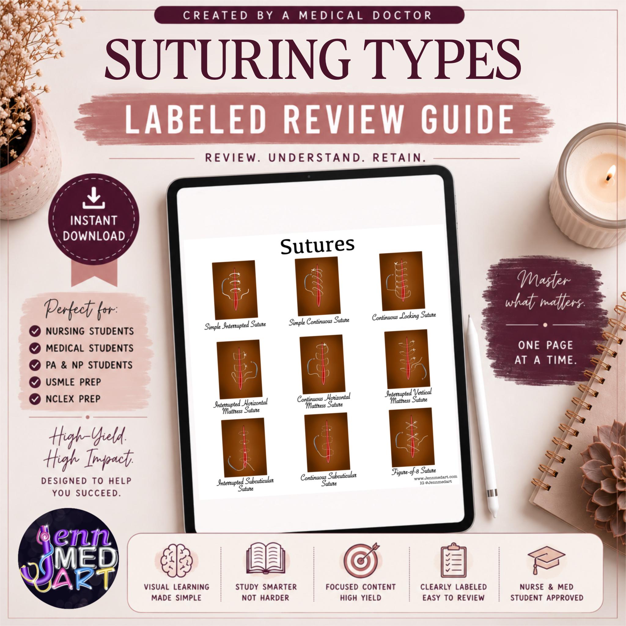 Suture Guide.pdf Suture Types & Techniques Review Guide | Labeled | Suturing Study Sheet ...