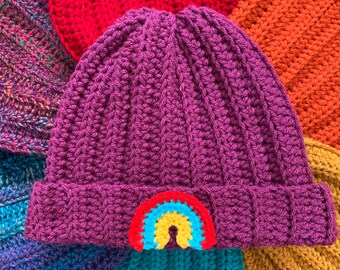 Cosy Crochet Hat | Rainbow Hat | All Sizes | Chunky Yarn | Hats for the Homeless