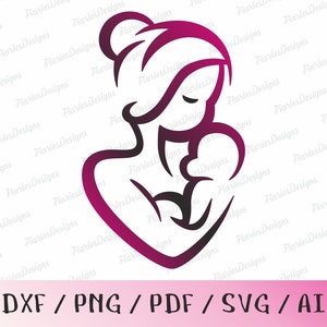 お母さんが新生児を抱いてキスをする SVG、Cricut 用、新しい母と子、母性、母性愛、デジタル ダウンロード ロゴ png、ai、pdf