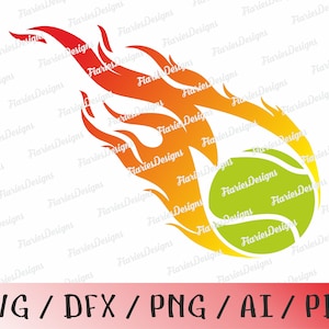 Flamme Tennisball SVG-Datei für Cricut, Silhouette, Laser Cutter, DIY, Sport Spieltag, Vorlage, Sport Liebhaber digitale Datei, Vektor-Clip-Art