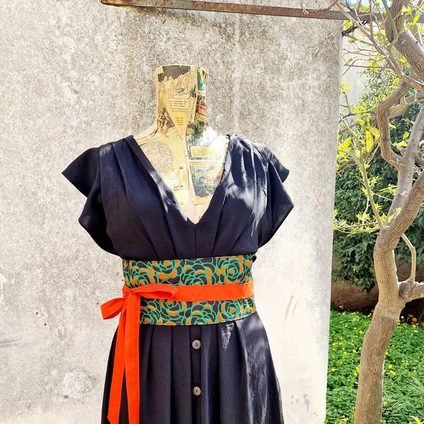 SONIA OBI BELT, ceinture obi, ceinture femme, ceinture réversible, ceinture femme, accessoires femme, cadeau pour elle, coton africain, fleurs