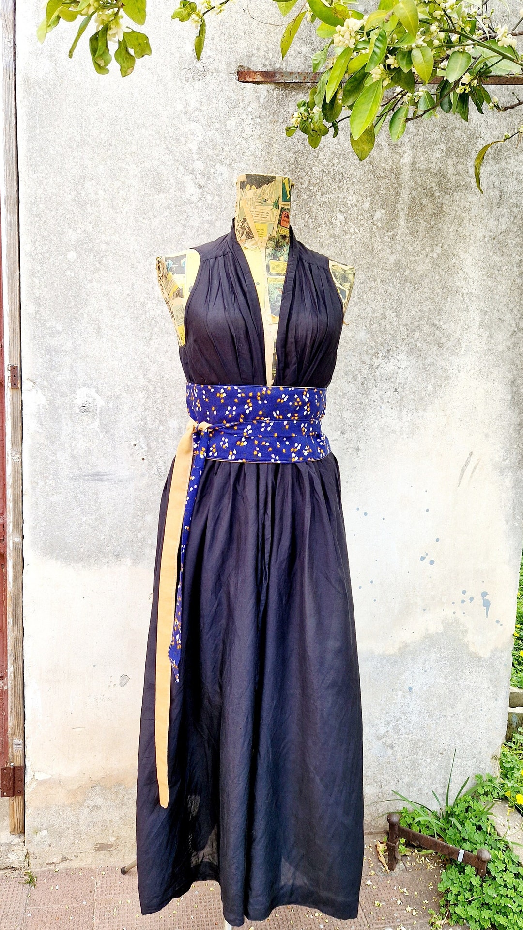 OBI Belt BLU in FIORE Women Belt Cotton Obi Belt Obi Belt Etsy