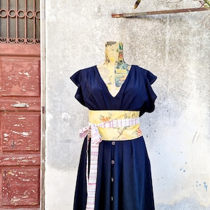 OBI BELT VITTORIA, women belt, cotton obi belt, corset belt, reversible belt, dress obi belt, floral belt, japanese belt, women accessories