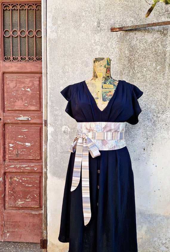 Dress with obi belt online