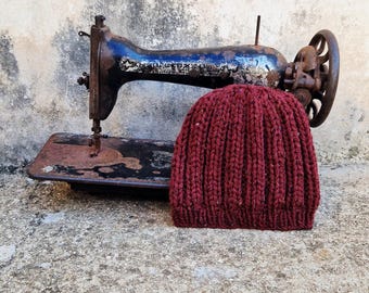 CAPPELLO DAFNE, cappello lana rosso, cappello donna, cappello ai ferri, cappelli e berretti, berretto lana, regalo per lei, berretto rosso