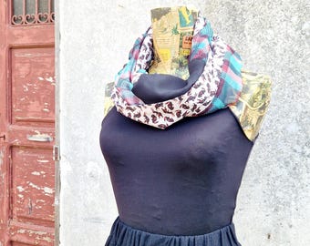 ALICE SCARF, cachecol feminino, cachecol de seda, cachecol de algodão, cachecol feminino, cachecol de verão, presente para ela, cachecol de anel, cachecol preto