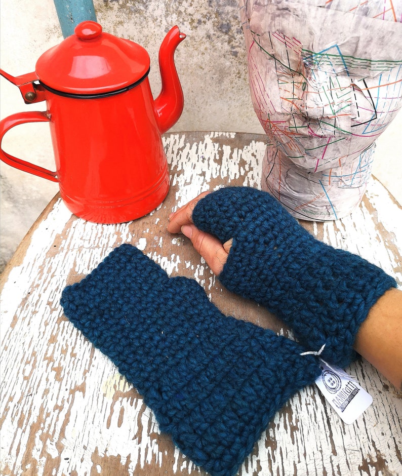 GLOVES NINA, wool gloves, accessories, handmade, fingerless glover for women, wool gloves fingerless, crochet gloves, winter gloves, winter image 10