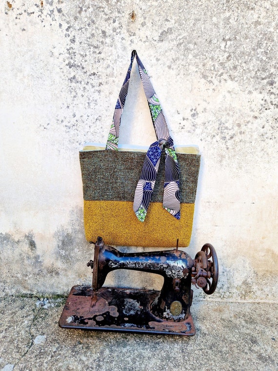 BORSA ILARIA, borsa invernale da donna, borsa da spalla con manici in cotone africano, borsa fatta a mano, regalo di natale
