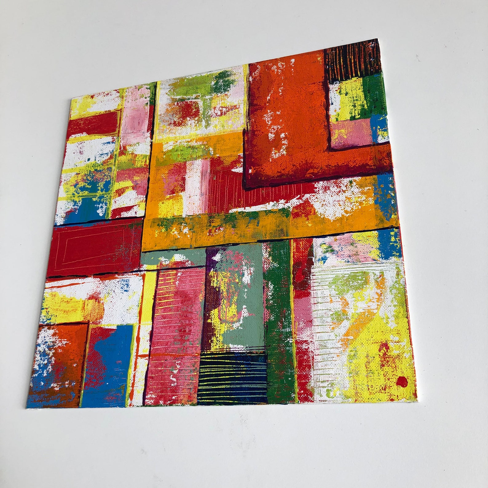 Abstract Spatula Painting Acrylic on Canvas Board 30x30 Cm. Etsy