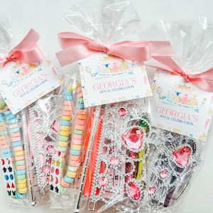 Custom Princess Party Favor Goodie Bag, Tiara, Wand & Candy