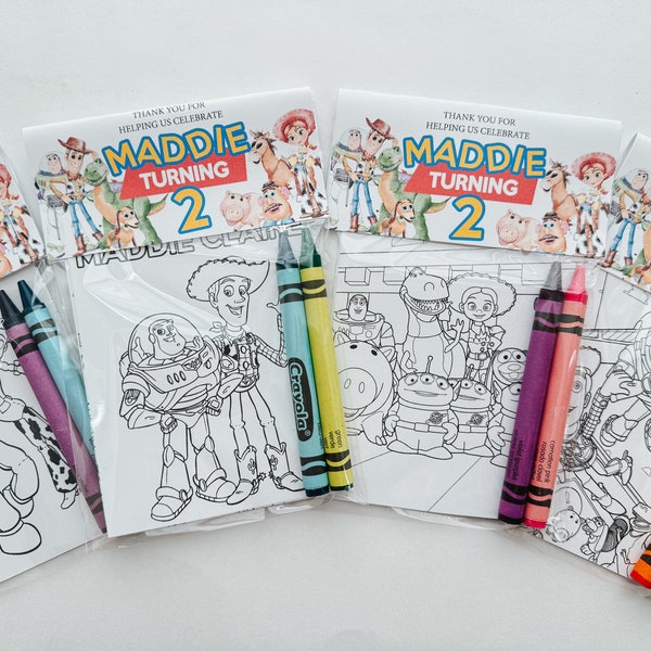 Toy Story Party Favors, Party Favor Mini Coloring Sheets & Crayons, Two Infinity and Beyond Party Favor, Custom Toy Story Party Favor Bag