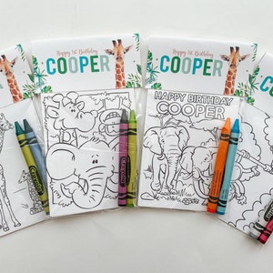 Wild One Safari Party Animal Favors, Party Favor Mini Coloring Sheets & Crayons, Jungle Party Favor, Safari Zoo Animal Party Favor