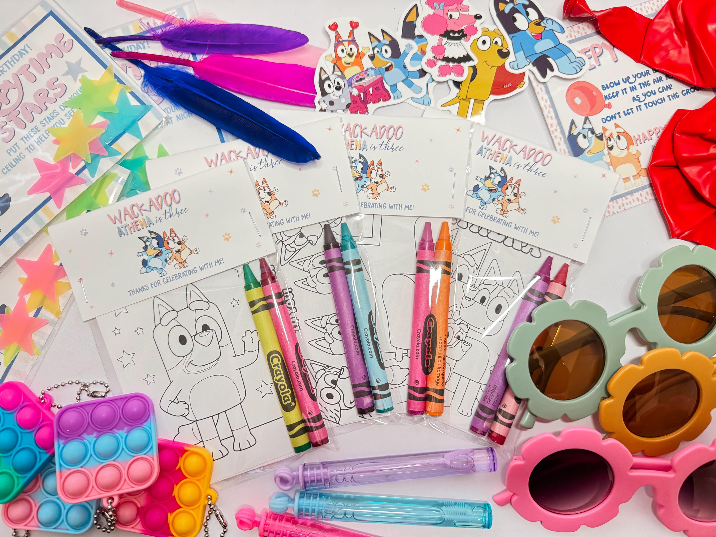 Custom Bluey Favor Bags with Toys