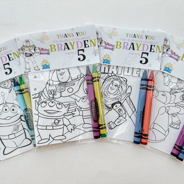 Buzz Lightyear Party Favors, Party Favor Mini Coloring Sheets & Crayons, Two Infinity Party Favor, Toy Story Party Favor, Buzz Class Favors