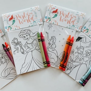 Little Mermaid Birthday Party Favor, Party Favor with mini coloring pages and crayons, Little Mermaid Party Favor, Under the Sea Party Favor
