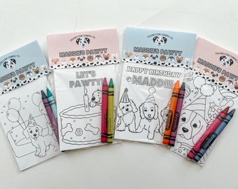 Puppy Party Favors, Party Favor Mini Coloring Sheets & Crayons, Lets Pawty Party Favor, Dog Puppy Party Favor, Puppy Pawty Favors