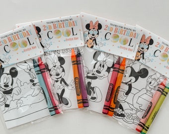 Minnie Mouse Coloring Page Party Favors, Crayons, Summer Pool Party